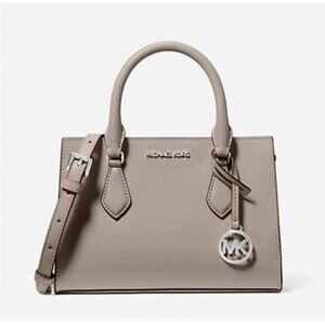 New Michael Kors Sheila Small Satchel Vegan Pearl Grey